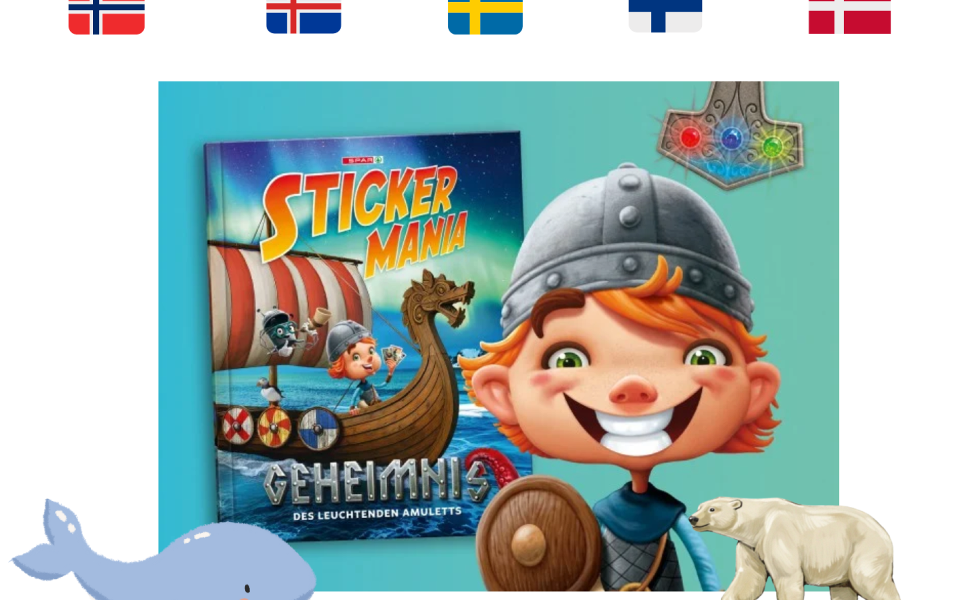 Tauschbörse Plakat mit den Daten, einem Wal und einem Eisbär